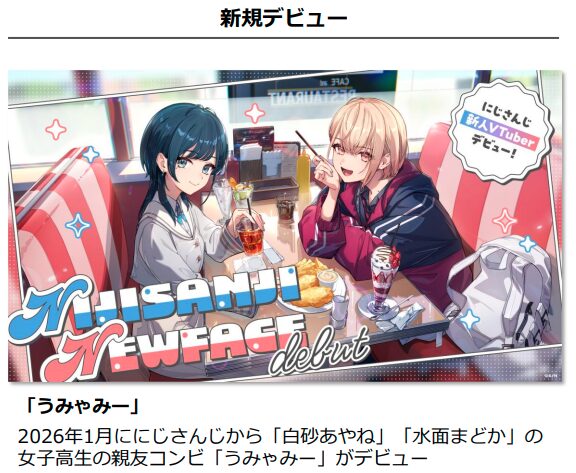 継続的な新規デビュー【ANYCOLOR 2026年4月期 第3四半期決算説明資料より】